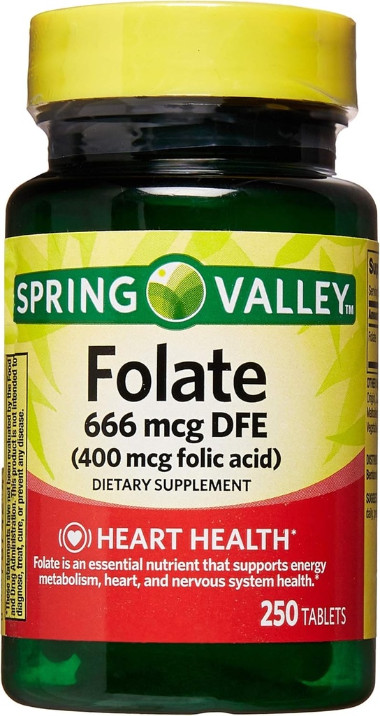 Spring Valley - Foliumzuur 400 mcg, 250 tabletten