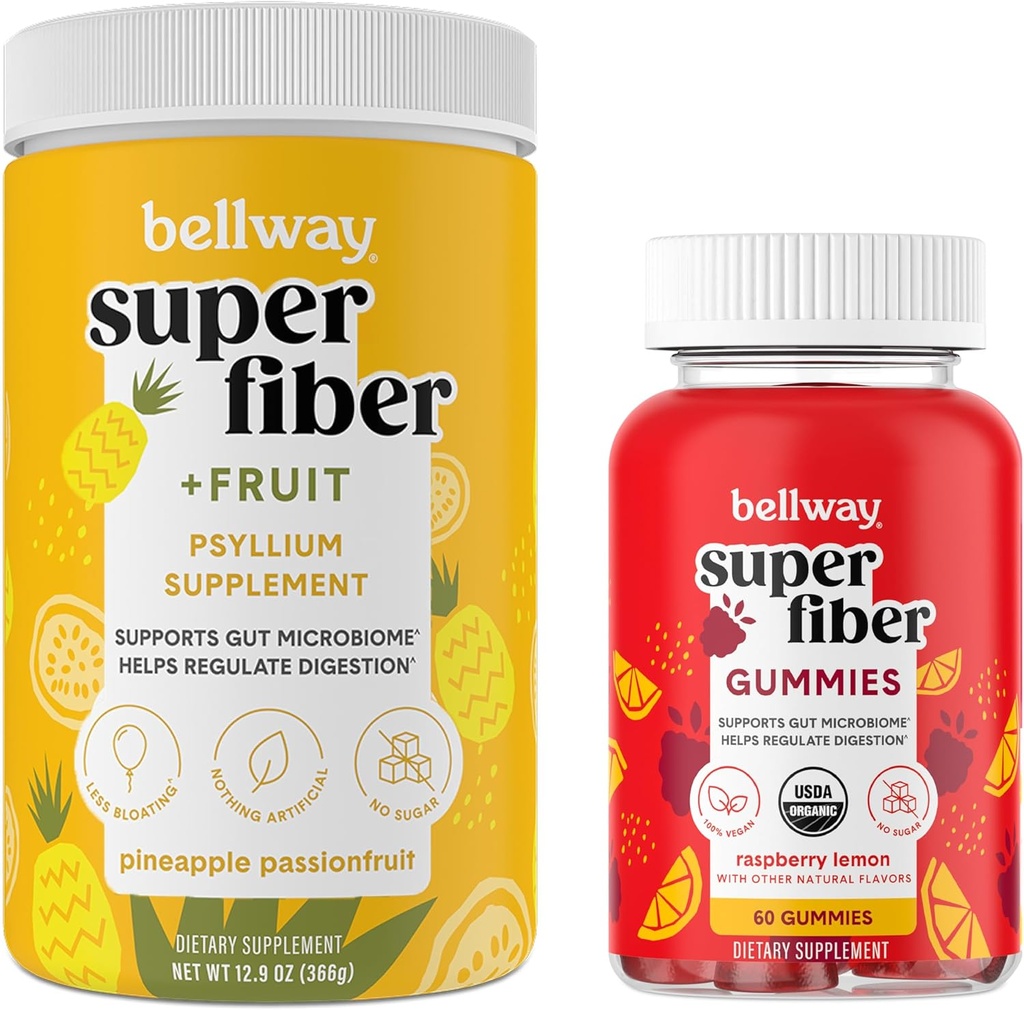 Bellway Super Fiber Poeder + Fruit, Ananas Passie Fruit Super Fiber Gummies Bundle
