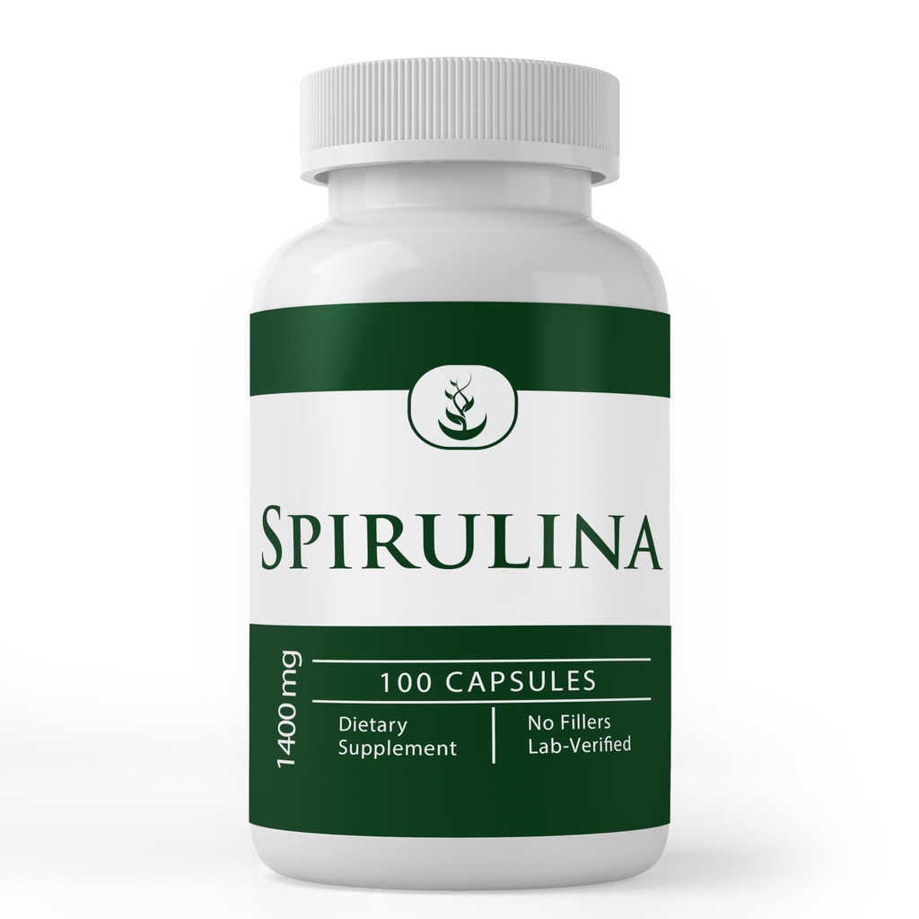 INGRÉDIENTS ORIGINAUX DE PURE Spiruline (100 Capsules) Riche en Phycocyanine, Pure