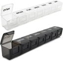 2 Pack Weekly Pill Organizer, Grote 7 dagen pil geval, Dagelijkse Vitamine Case Medicine Box, AM/PM Pill Containers voor Medicine Supplementen Visolie(White & Black)