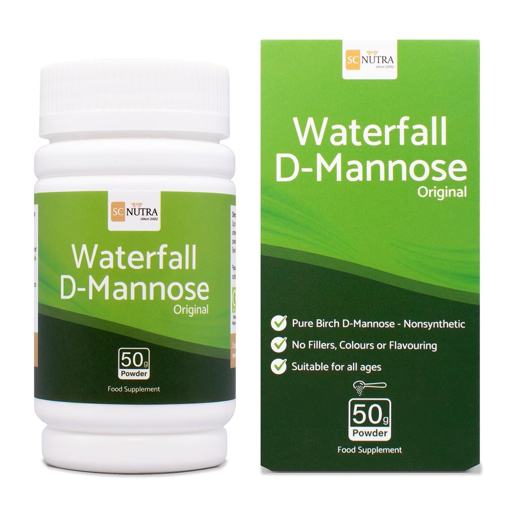 Waterval D-Mannose Poeder - 100% Pure D-Mannose Poeder Natuurlijke bron van Birch - Geen Blend - Vrij van ballaststoffen Agent, Fillers & Cranberry - 50g / 1.76oz
