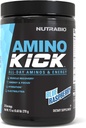 NutraBio Amino Kick – BCAA Powder with Natural Caffeine – Amino Acids Supplement for Energy, Hydration & Recovery – BCAAs, Electrolytes & Amino Acids – Blue Raspberry, 30 Servings