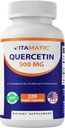 Vitamatic Quercetin 500 mg, 120 Vegetarische Capsules (Non-GMO, Glutenvrij, Veganistisch) - Ondersteunt Cardiovasculaire Gezondheid