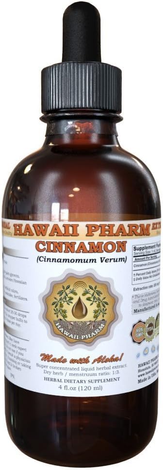 HawaiiPharm Cinnamon Liquid Extract, Kaneel (Cinnamomum Verum) Bast Poeder Tinctuur Supplement 4 oz