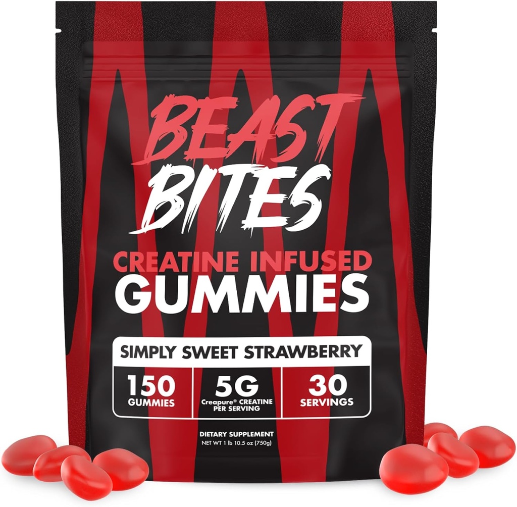 Beastbites - Creatine Infused Gummies - 5g Creapure Creatine Monohydraat per portie - NSF Gecertificeerd voor Sport - 30 porties