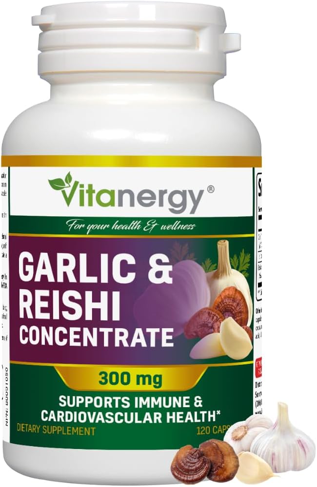 Knoflook & Reishi Capsules - Cardiovasculaire gezondheid & Immuunondersteuning - Krachtig geheel bollenextract, geen afdronk - 120 veganistische capsules