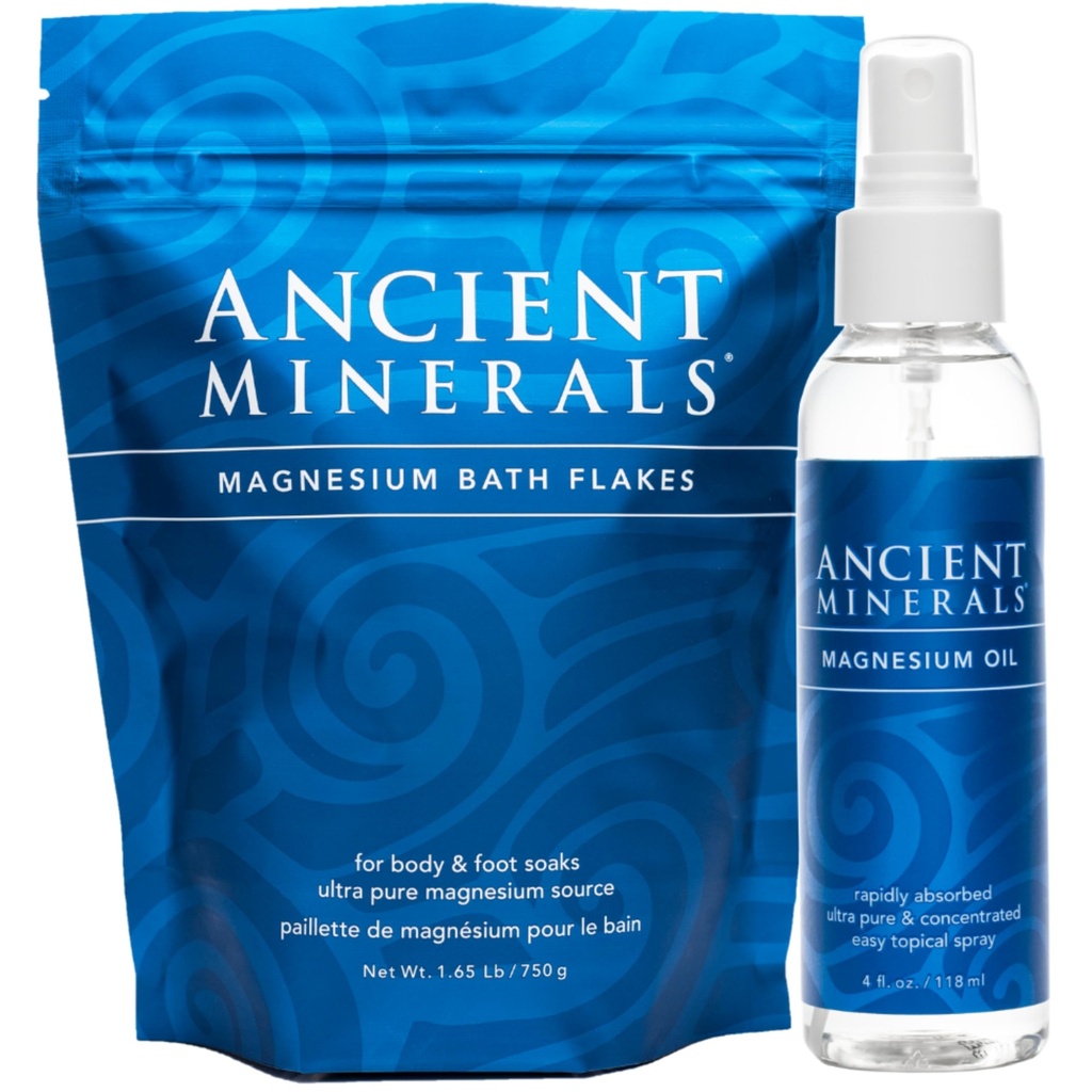 Anciennes Minéraux Baignoire de Magnésium Flakes and Magnésium Oil Spray Bundle - Pure véritable Zechstein Chloride