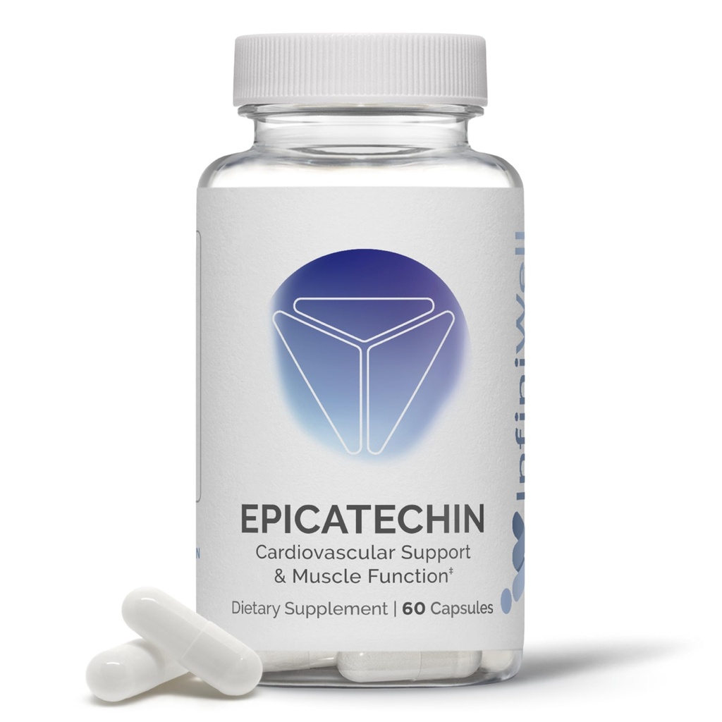 Supplément à l'épicatéchine InfiniWell - Soutien à la construction musculaire et à la production d'oxyde nitrique - Promouvoir la synthèse de protéines saines, la récupération d'exercice, le soutien antioxydant et la fonction cognitive (60 capsules)