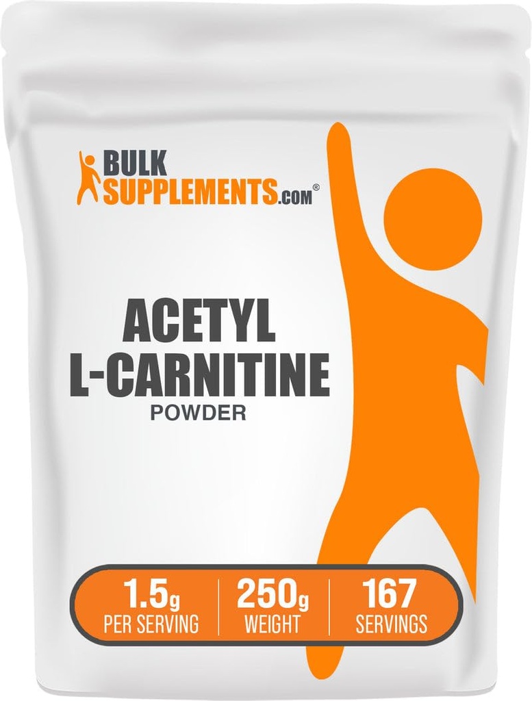 BulkSupplements.com Poudre d'acétyle L-Carnitine - en tant que HCl ALCAR, supplément de carnitine - sans gluten, 1,5 g par portion, 250 g (8,8 oz) (paquet de 1)