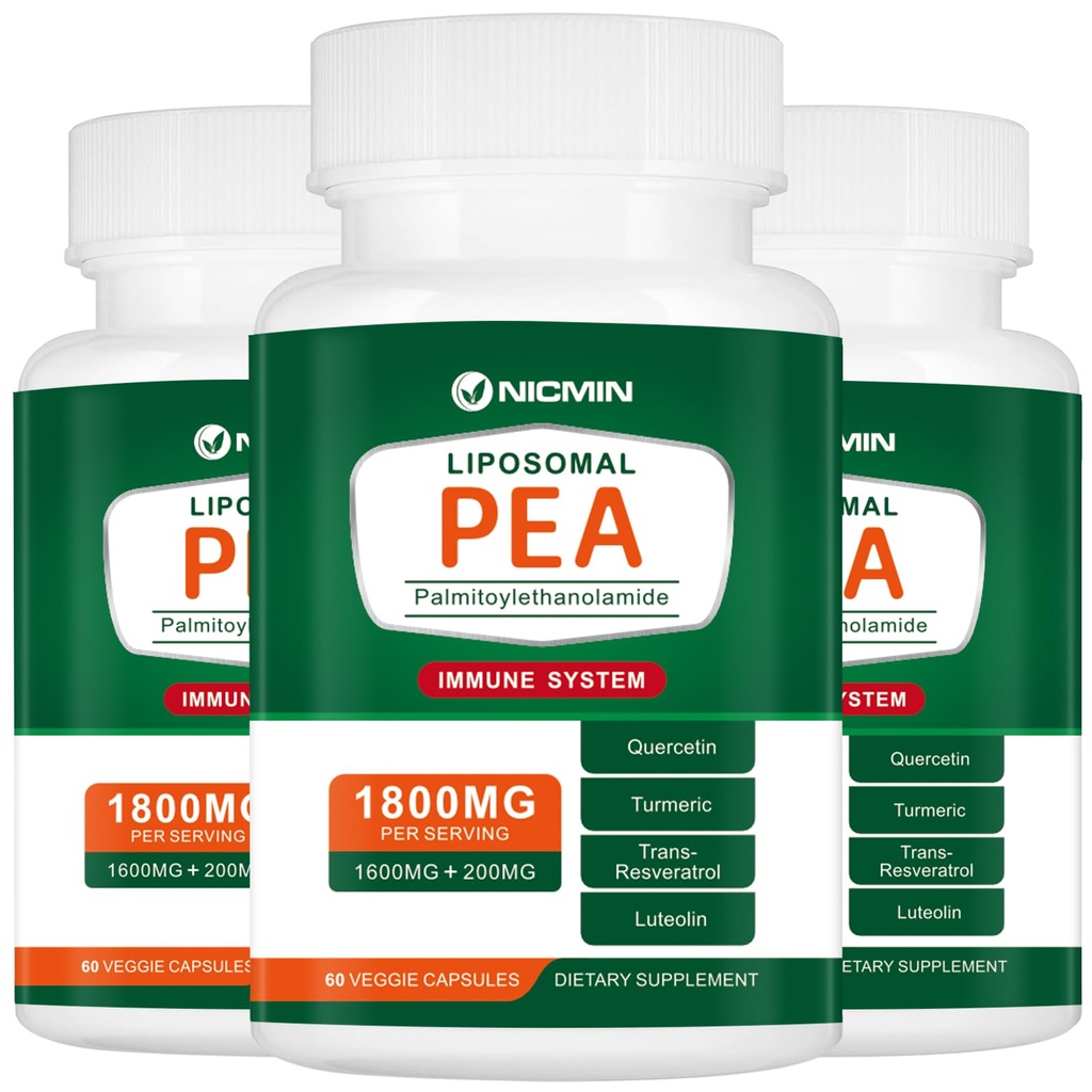 1600MG Palmitoylethanolamide 99% met luteoline en quercetine, hoge Absorptie, peasupplement 180 capsules