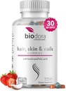 Hair Skin and Nails Gummies, Extra Strength Biotin Gummies with Folic Acid, Inositol and Vitamines, PCOS Symptoom Relief & Hormone Balance, Sugar-Free Strawberry & Coconut Flavor, 60 Gummies