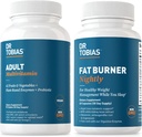 Dr. Tobias Fat Burner Nightly & Adult Multivitamine Ondersteunt Energie, Immuniteit & Metabolisme met Ashwagandha. 42 Groenten en fruit met probiotica, Green Coffee Bean Extract, Non-GMO, 30 dagen levering