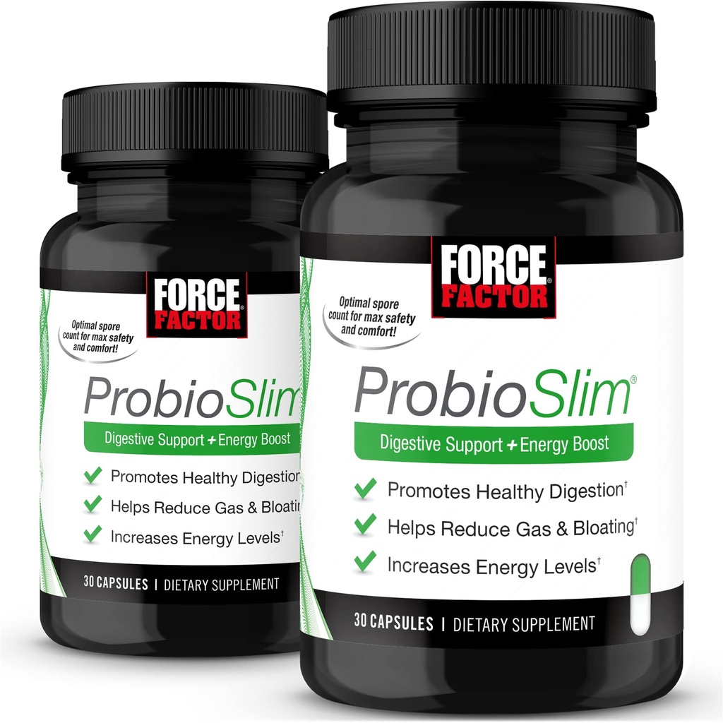 FORCE FACTOR ProbioSlim, 2-Pack, Probiotic Supplement voor vrouwen en mannen met probiotica en groene thee Extract, Verminder gas, opgeblazen, constipatie, ondersteuning Digestieve gezondheid & Gut Health, 60 capsules