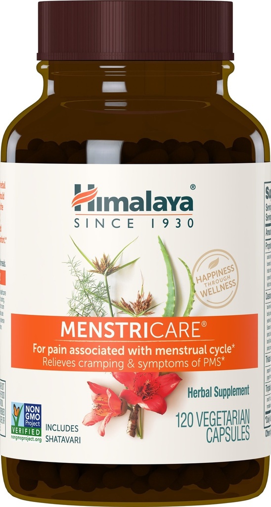Himalaya MenstriCare, 30 dagen levering - Ondersteunt PMS, Menstrual Cramp Relief, en Hormone Balance voor vrouwen - Vegan, Non-GMO, Glutenvrij, 120 capsules