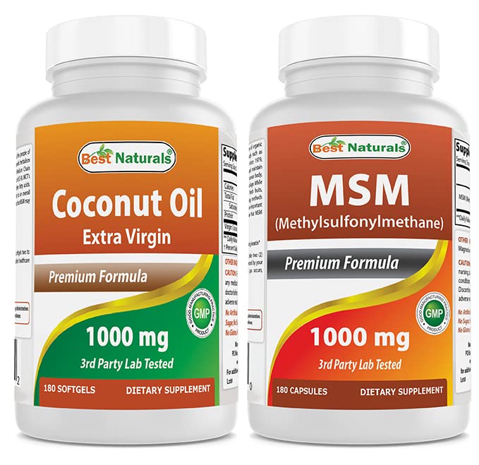 Meilleure huile de coco extra vierge naturelle 1000 mg et MSM 1000 mg