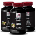 Bessenvoordelen - RESVERATROL COMLEX - Dagelijkse antioxidanten, Acai Berry Strength, Vlierbes Boost, Grape Skin Boost, Granaatappel energie, Goji Berry Power, Hydration Factor 3 Flessen 180 Capsules