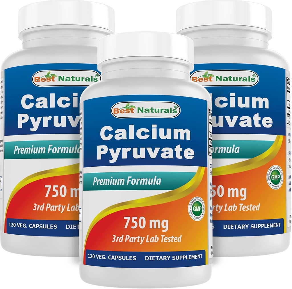 Pyruvate de calcium 750 mg 120 capsules par Best Naturals (paquet de 3)