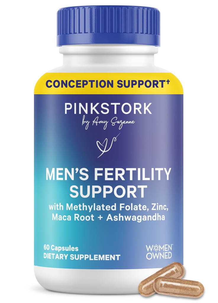 Blauwe Ooievaarsvruchtbaarheid Supplementen voor mannen - Ondersteunt Conceptie voor hem - mannelijke prenatale vitaminen met Maca Root, Ashwagandha, Folate, B12 - Sperm Heath, Drive, Motility - 60 Capsules