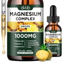 Triple Magnesium Complex Supplement, Magnesium Glycinate, Blend, Citrate Liquid Drops 1000mg met Ashwagandha, CoQ10, Vitamine B6, C, D, Zink - Vegan Ananas smaak