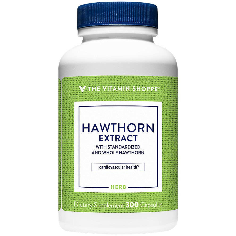 L'extrait de hawthorn de Vitamine Shoppe, avec un hawthorn normalisé et entier, puissant antioxydant qui soutient la santé cardiovasculaire, soutient la santé cellulaire (300 capsules)