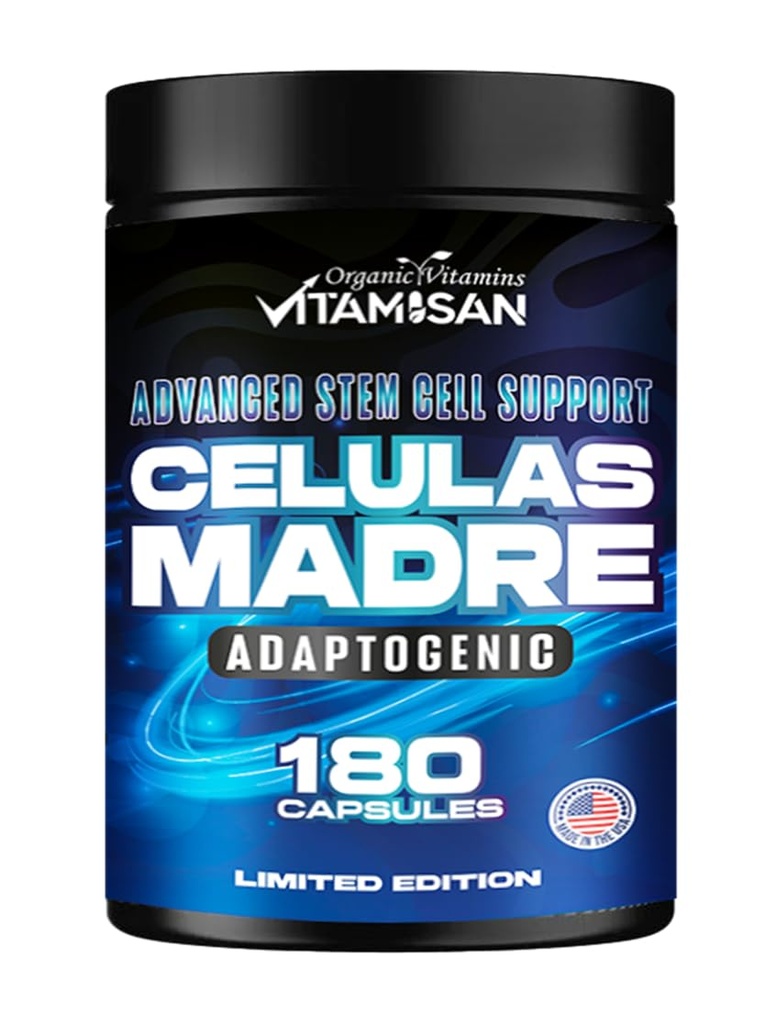 VITAMISAN Celulas Madres 180 Capsules - Stem Cell Blue Green Algen - Non GMO - Gluten Free AFA - Celula Madre Supplement - Lion
