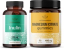 HERBAMAMA Inuline en Magnesium Kit - bundel van 1200 mg Inulin Fiber Capsules & 400 mg Magnesium Citrate Gummies - Vegan, Non-GMO, Gelatin-Free - 2 Pack