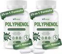 25-in-1 Polyfenolen Supplement, 2000MG Krachtige Antioxidanten & Polyfenol voor Leeftijdsverdediging, Polyfenol Superfood, Quercetin, Resveratrol, Plant-Based & Energy, Immune Support, 120 Capsules
