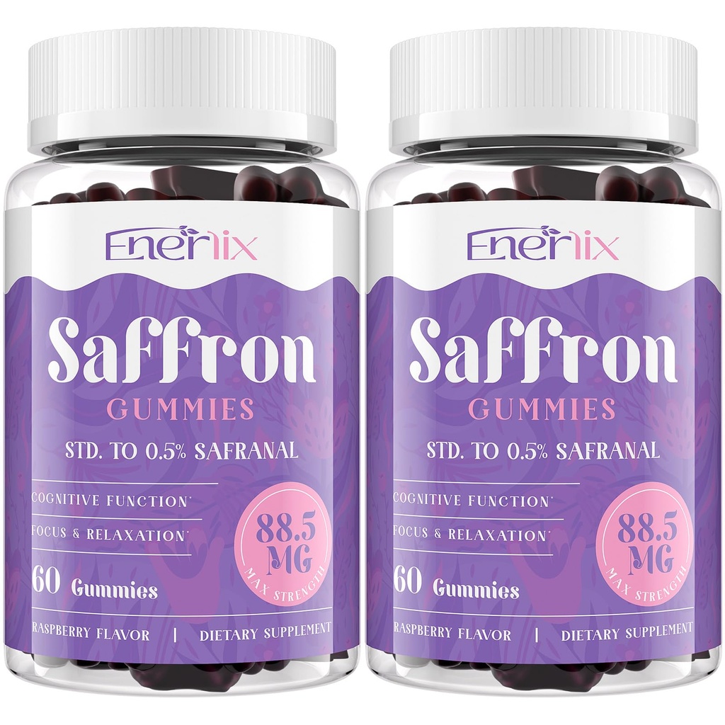 Saffron Gummies 88.5 mg met Magnesium, Max Strength Saffron Supplementen met St. John