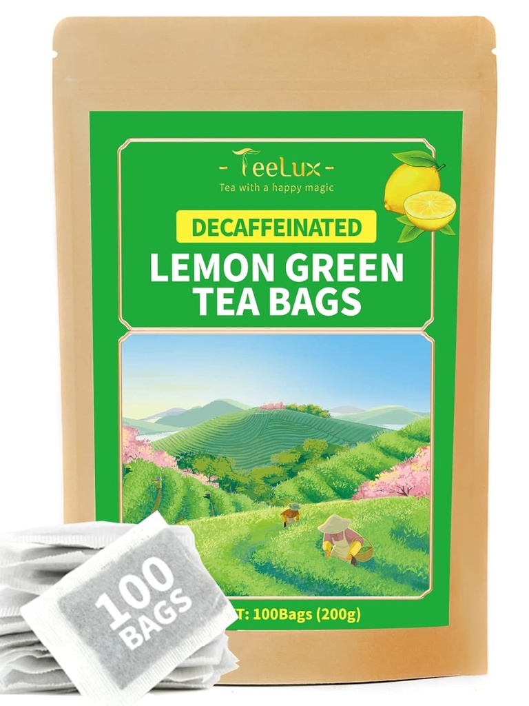 TeeLux cafeïnevrije citroen groene thee, glad cafeïnevrije groene thee met verfrissende citroen Aroma & Flavor, 100 Tel.