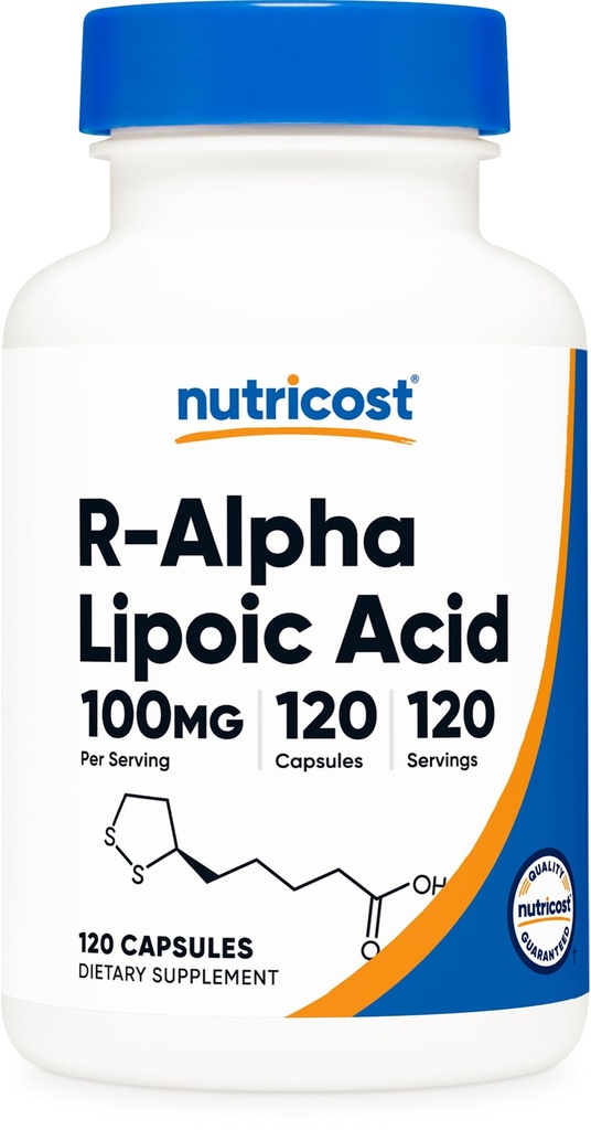 Nutricost R-Alfa Lipoïnezuur 100mg, 120 Capsules - Veggie Capsules, Non-GMO, Glutenvrij
