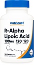 Nutricost R-Alfa Lipoïnezuur 100mg, 120 Capsules - Veggie Capsules, Non-GMO, Glutenvrij
