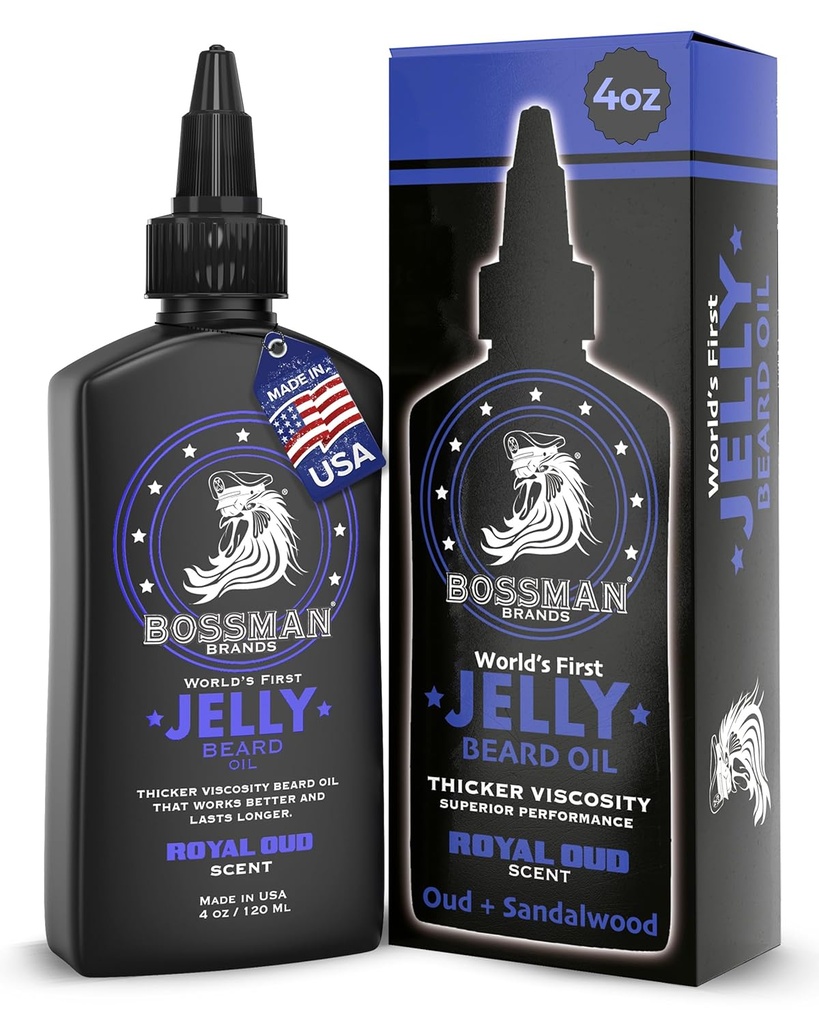 Bossman Jelly Beard Oil for Men (4 oz, Royal Oud Scent)