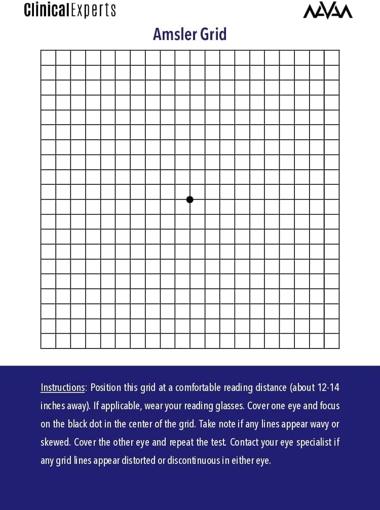 Amsler Eye Grid met magnetische rug - Dagelijkse visie Screening Tool voor Macula Degeneratie & Glaucoom Patiënten door klinische deskundigen (2 Pack)