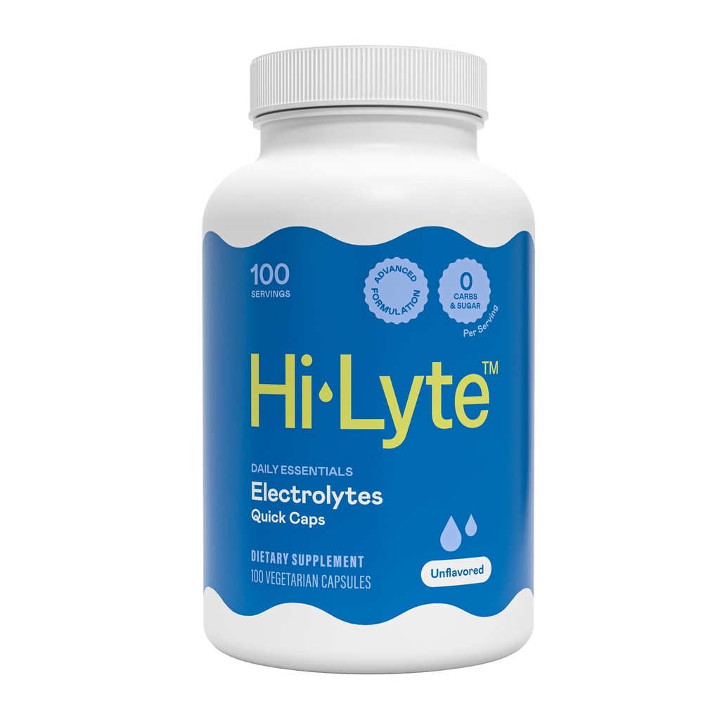 Hi-Lyte Unflavored Electrolyte Capsules - Hydration Support Supplement Tablets - Sodium, Potassium, Magnesium - 100 Servings