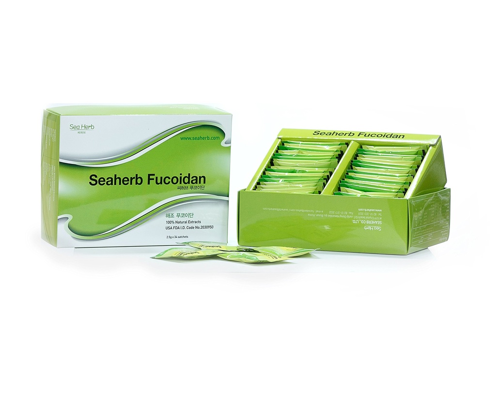 SeaHerb Fucoidan – 100% Natural Brown Seaweed Extract, Low Molecular Weight Marine Supplement, 85g (34 Sachets)