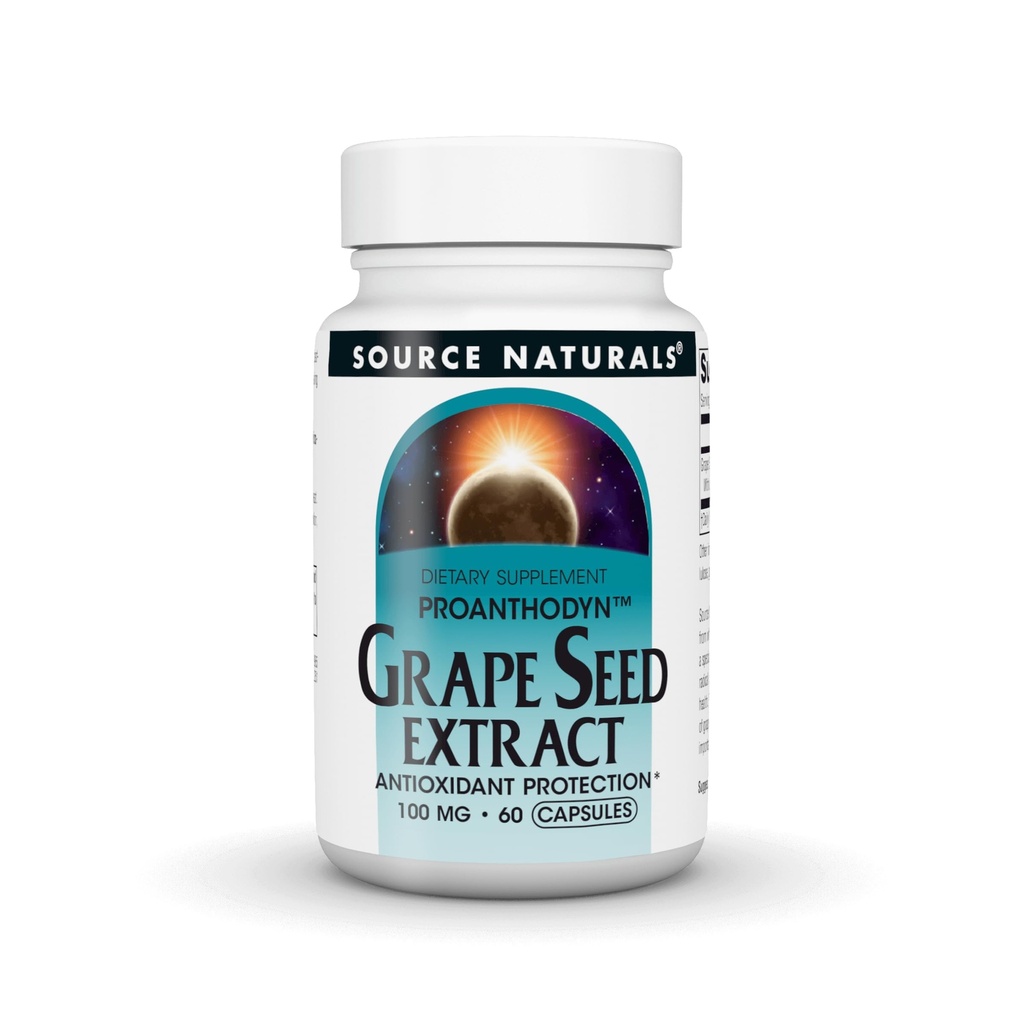 Source Naturals Extrait de graines de raisin, protège et soutient le vieillissement en santé Cerveau*, 100 mg - 60 capsules