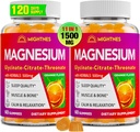 Magnesium Gummies voor volwassenen met Glycinate, Citrate & l-threonate, Ashwagandha, Hoge Absorptie Triple Magnesium Complex voor Rust, Ontspanning, Spieren, Bot - 120 Gummies