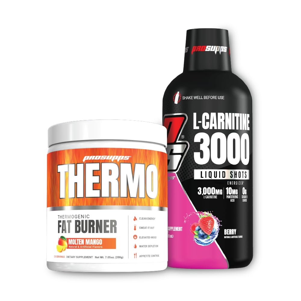 PROSUPPS Thermovetverbranding Thermogenic Powder Molten Mango en 3000 L-Carnitine Berry - Weight Management and Pre Workout - Energie, Mood, Appetite Control