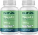BESTVITE Vitamine B-2 (Riboflavine) 400 mg (240 Vegetarische Capsules) (120 x 2) - Geen Stearates - Veganistisch - Niet GGO - Glutenvrij
