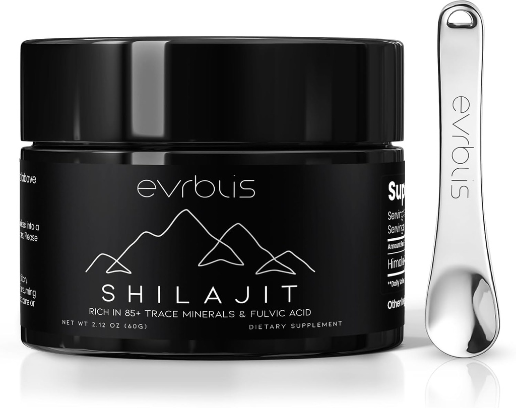 Pure Himalaya Organic Shilajit Resin, Max Potency Gold Grade Shilajit Supplement voor mannen en vrouwen Natuurlijke energie Boost & Immune Ondersteuning met 85+ Trace Minerals & Fulvic Acid (60 Gram, 120 Serving).