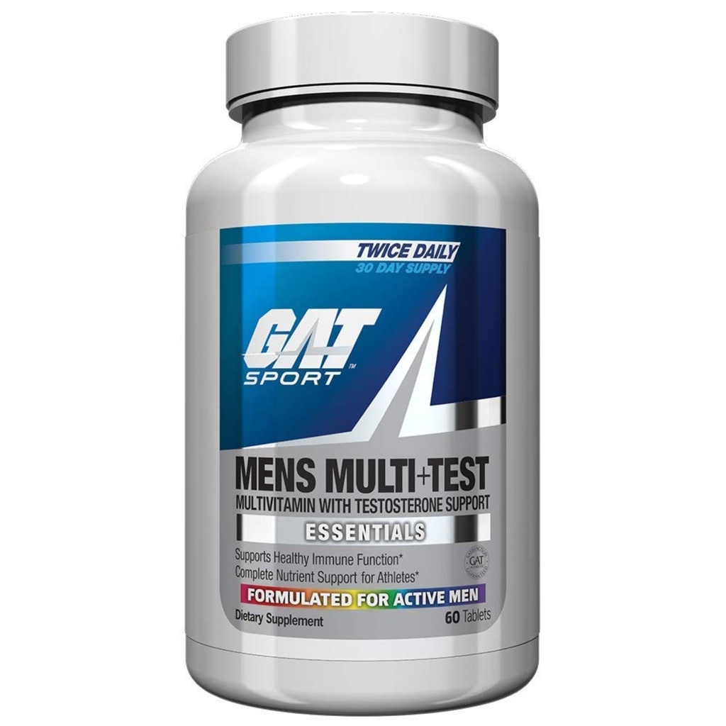 GAT SPORT Hommes Multi + Test, Comprimés multivitamines Premium (60 Nombre)