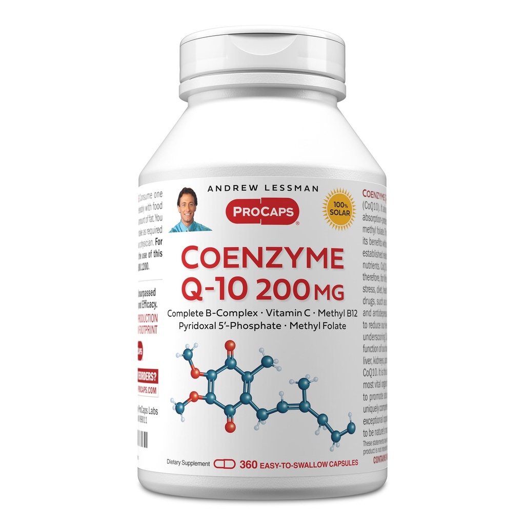 ANDREW LESSMAN Coenzyme Q-10 200 mg 360 Capsules - Essentiel pour la production d'énergie et la fonction de l'organe clé optimum, support anti-oxydant, appauvri par le vieillissement, plus complexe B. Capsules faciles à avaler