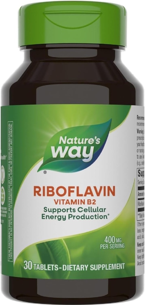 Voie Nature Riboflavine Vitamine B2, 400 mg par portion, boîte de 3