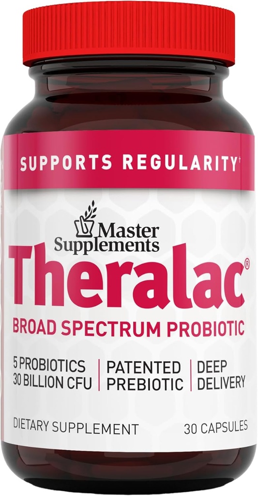 Master Supplementen Theralac - 30 capsules - Multi-stam Probiotica voor optimale Gut Health + Gas & Bloating Relief - Glutenvrij - 30 porties