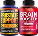 Soutien de la prostate pour les hommes & Supplément de soutien du cerveau nootropique - Fabriqué aux États-Unis - Saw Palmetto Capsules - Bacopa Monnieri & Supplément DMAE
