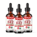 LIQUIDHEALTH USDA Biologische Methyl Vitamine B12 Methylcobalamine Liquid Drops met Tart Cherry Juice - Boost Energy, Immune Support, Improve Memory & Concentration - USA Made, Vegan, Non-GMO (3 Pack)