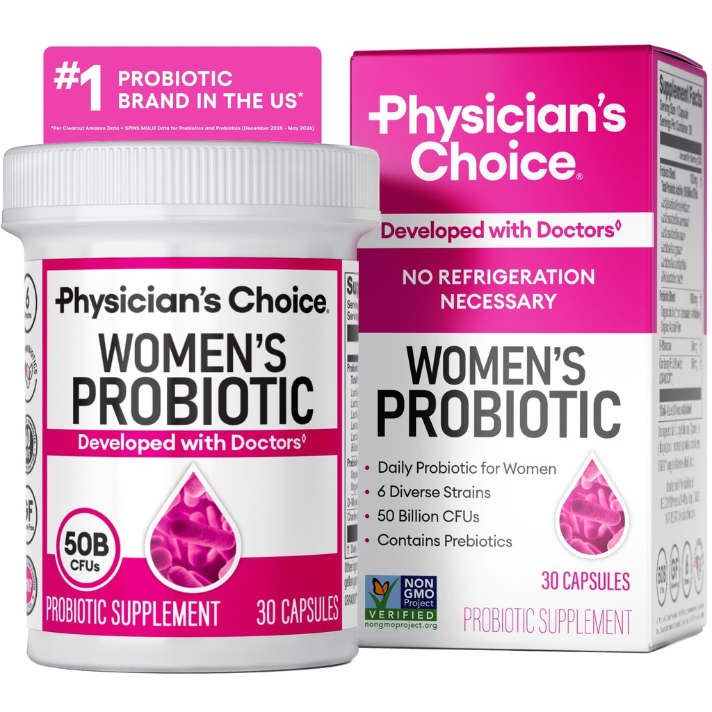 Artsen KEUZE Probiotica voor vrouwen - PH Balance, Digestief, UT, & Vrouwelijke Gezondheid - 50 miljard CFU - 6 unieke strepen voor haar - Biologische Prebiotica, Cranberry Extract+ - Vrouwen Probiotica - 30 CT
