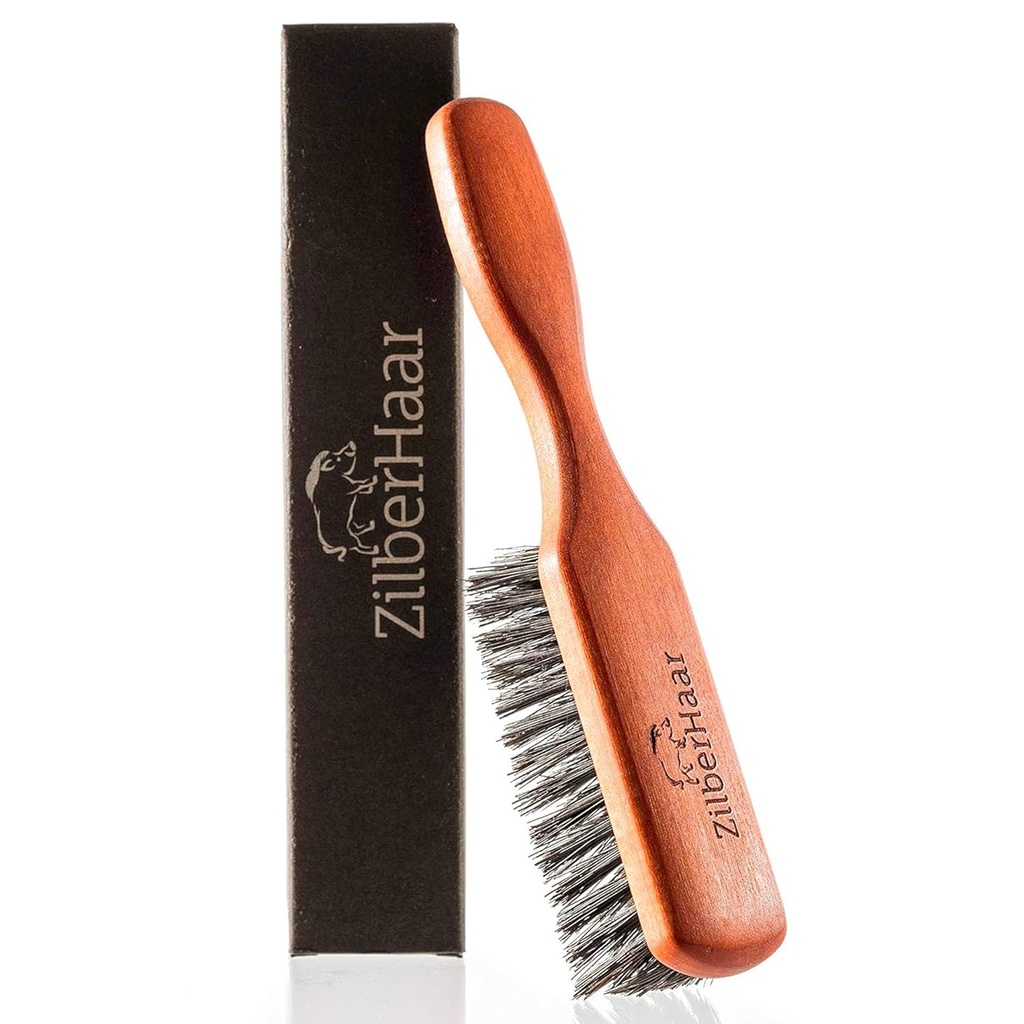 ZilberHaar Reguliere baardborstel - Soft Boar Bristles - Baard bruidegomborstel voor mannen - Straightens and Promotes baard growth - Works with Baard Oils and Balms - Essential for baard care kits