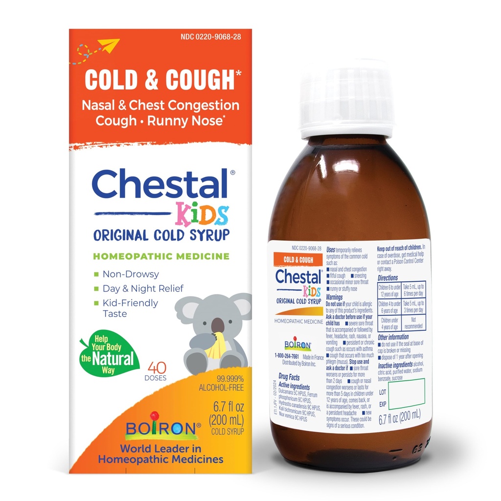 Boiron Chestal Sirop des enfants froids et de la toux pour la congestion nasale et thoracique, le nez runny et le soulagement de la gorge douloureuse - 6,7 Fl oz