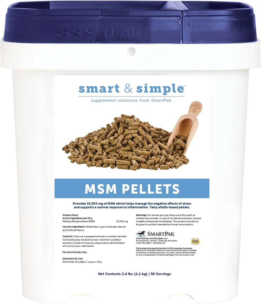 Smart & Simple MSM Pellets Helpt de effecten van stress te beheersen Paard Supplement Aids in Cellular en Tissue versterking 
